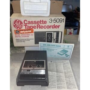 GE Cassette Tape Recorder 3-5091 Vintage In Original Box W Paperwork Tested Work